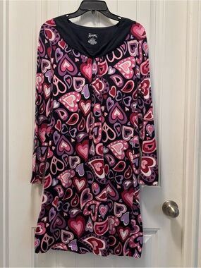 Nick & Nora Sleepwear Sz Small Heart Print Cotton Soft Whimsical Long Sleeve